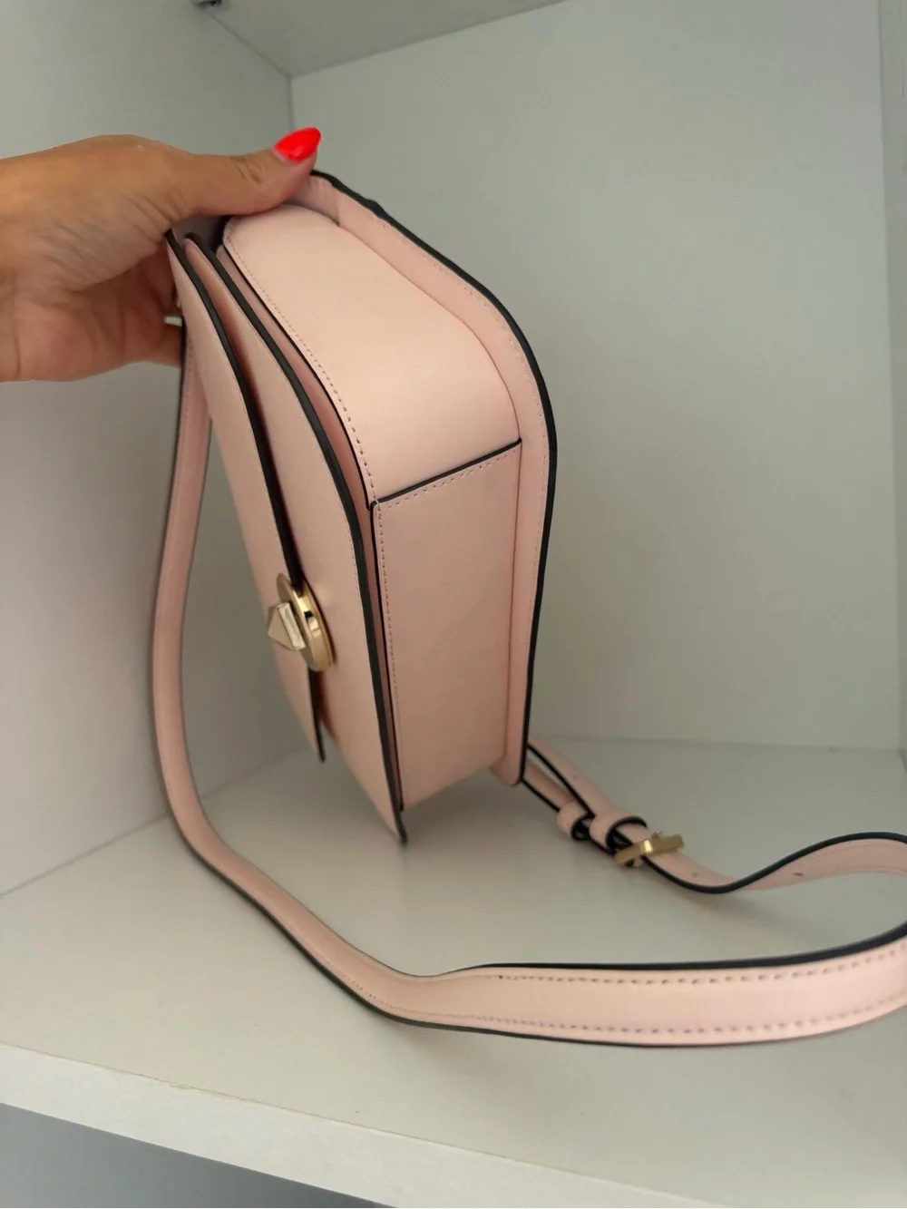 Kate Spade Blush Pink Leather Shoulder Bag top handle with Gold-Tone Hardware